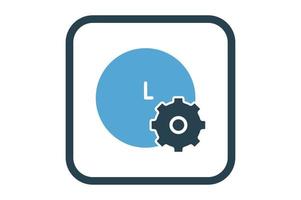 Clock icon illustration with gears. suitable for time management icon. icon related for time. solid icon style. Simple vector design editable