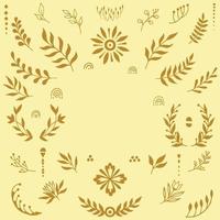 marco de ilustraciones florales místicas y misteriosas en estilo dibujado a mano. elementos florales perfecto para textiles, tarjetas, misterio, emblemas de logotipos y embalaje de productos. vector