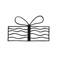 Gift box with different bows. Hand drawn vector illustration.