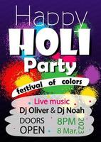 Happy Holi party vertical flyer vector illustration