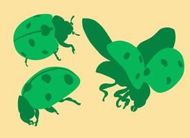 set ladybug green symbol vectoe elements for design vector