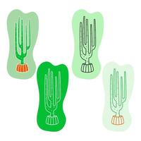 A collection of cacti in a flat style. Line art. Icon vector