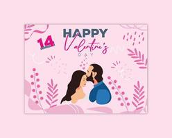 feliz dia de san valentin tarjeta con corazon vector