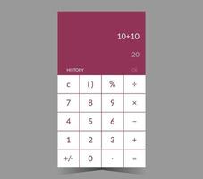 App screen calculator in mobile phone design UI kit. vector