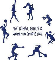 niñas y mujeres nacionales en la ilustración vectorial del día del deporte. vector