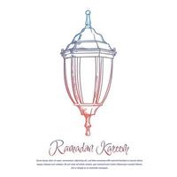 Hanging lantern design for ramadan kareem template in hand drawn design vector