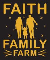 plantilla de diseño de camiseta de granja familiar de fe vector