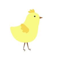 pequeño y lindo pollo de Pascua, divertido personaje de dibujos animados de estilo plano amarillo ilustración vectorial, símbolo del período festivo de primavera clipart para tarjetas, pancarta, decoración de Pascua vector