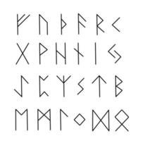 runas antiguas, ilustración vectorial del alfabeto escandinavo antiguo, tipografía dibujada a mano, letras ocultas, signos místicos, concepto esotérico vector