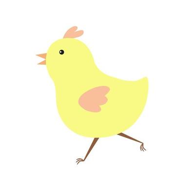 Little cute Easter chicken, funny yellow flat style cartoon ...