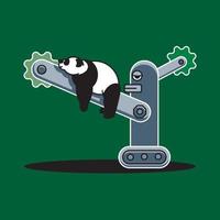 a panda sleeping on a robot's arm vector