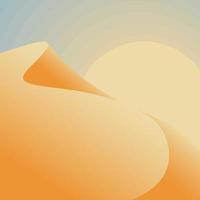 paisaje desértico cuadrado, dunas degradadas e ilustración del amanecer. tonos amarillos, naranja quemado, colores beige. decoración de pared bohemia. vector
