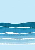 cartel de ilustración estética minimalista de olas marinas. paisaje de fondo contemporáneo de olas oceánicas abstractas. mar, horizonte, ola. ilustración vectorial vector
