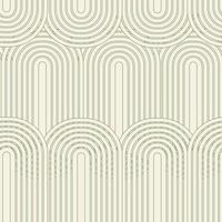 Linear vector pattern, repeating abstract arches, green lstripes. Graphic design for fabric.