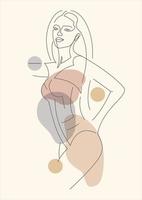 cartel de dibujo minimalista lineal de mujer joven. concepto de logotipo de salón de belleza. diseño cuadrado para decoración. ilustración vectorial vector