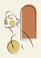Abstract minimalist illustration with linear woman body. For wall decoration, postcard or brochure design. Vector EPS10.