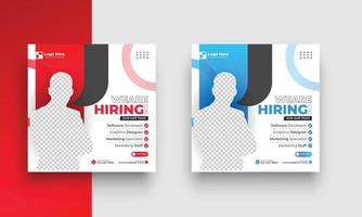 Poster for we are hiring. employees needed. Job recruitment design for companies or agency vector