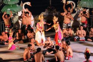 Kecak dance performance on Melasti Beach, bali, Indonesia photo