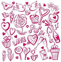 Valentines day sketch set vector