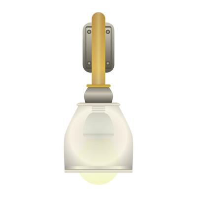 Hanging transparent outdoor lamp with white lampshade in realistic style. Glass lightbulb. Colorful vector illustration isolated on white background.
