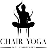 Vector illustration logo chair yoga men isolated on white background