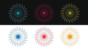 elementos de diseño de celebración de fuegos artificiales para hacer ilustraciones de vectores de diseños de iluminación