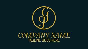 Letters GJ Name Initials Monogram Luxury Minimal Logo Design Template vector