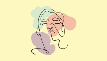 A simple, yet striking hand-drawn representation of a woman's face in the form of a single, uninterrupted line on an abstract geometric background Boho Wall Print Digital Print vector