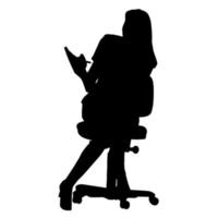 Vector silhouettes of women. Sitting woman shape. Black color on isolated white background. Graphic illustration.