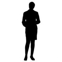 Vector silhouettes of women. Standing woman shape. Black color on isolated white background. Graphic illustration.