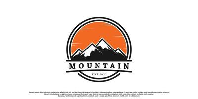 Mountains logo design with vintage unique concept Premium Vector