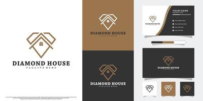 diseño de logotipo de casa de diamantes con vector premium de concepto creativo