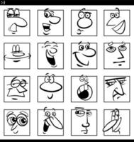 conjunto de ilustración de dibujos animados de caras y expresiones cómicas vector