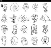 cartoon people characters faces expressions set vector