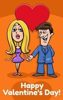 valentine card with funny cartoon couple in love vector