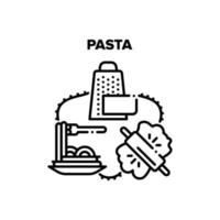 Pasta Cook Dish Vector Black Illustration