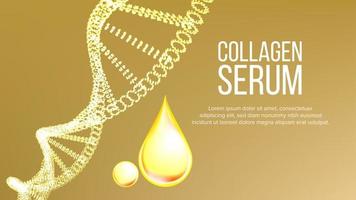 Collagen Serum Molecule And Drop Banner Vector