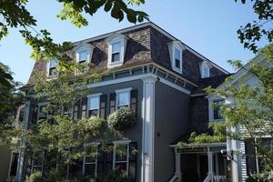 nantucket village old houses view on sunny day photo