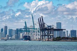 miami harbor and downtown view panorama photo