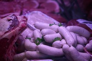 german sausage and meat at the market photo