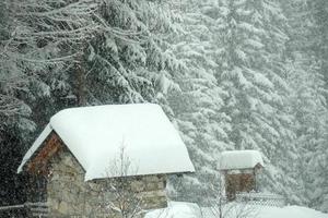 snow tempest on italian alps photo