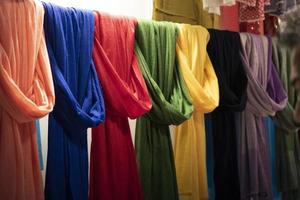 silk pashmina on display stand for sale photo