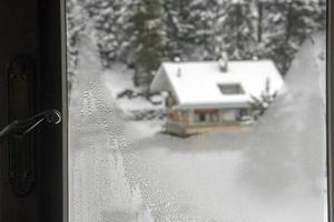 steamy window in winter photo