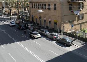 GENOA, ITALY - APRIL 9 2020 - Local police control during coronavirus covid quarentine photo