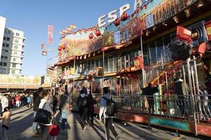 GENOA, ITALY - DECEMBER, 9 2018 - Traditional Christmas Luna Park Fun Fair is opened photo