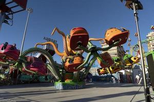 GENOA, ITALY - DECEMBER, 9 2018 - Traditional Christmas Luna Park Fun Fair is opened photo