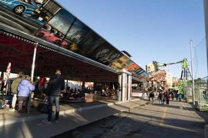 GENOA, ITALY - DECEMBER, 9 2018 - Traditional Christmas Luna Park Fun Fair is opened photo