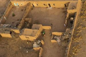 Maroc settlement in the desert near Marrakech aerial view photo