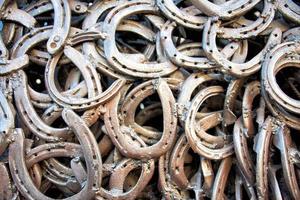Welded horseshoes close-up photo