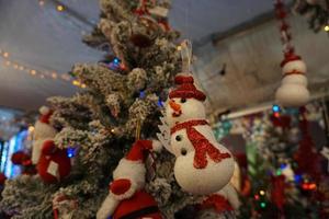 christmas tree decorations at street market photo